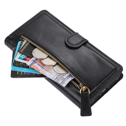 For iPhone 14 Pro Max Drop-proof Zipper Pocket Phone Flip Wallet Case with Magnetic Buckle Protective PU Leather Phone Cover Stand
