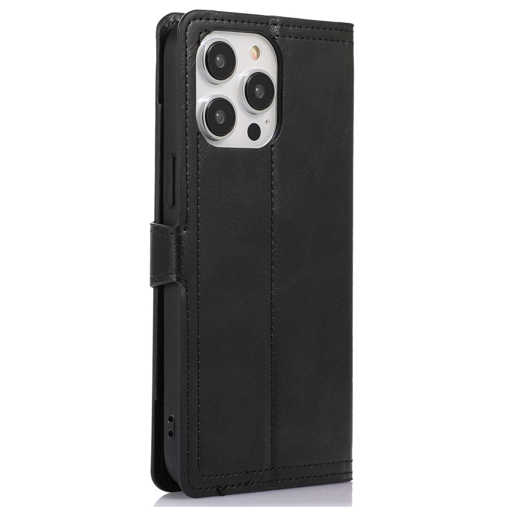 For iPhone 14 Pro Max Drop-proof Zipper Pocket Phone Flip Wallet Case with Magnetic Buckle Protective PU Leather Phone Cover Stand