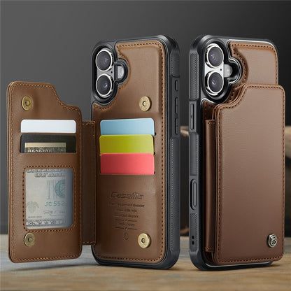 For iPhone 16 Phone Case CASEME C22 Leather Back Cover with RFID Blocking Card Slots