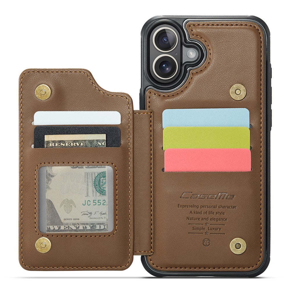 For iPhone 16 Phone Case CASEME C22 Leather Back Cover with RFID Blocking Card Slots