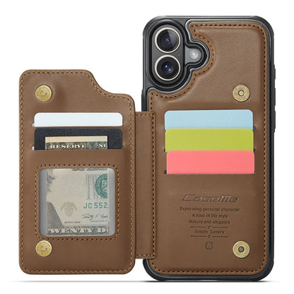 For iPhone 16 Phone Case CASEME C22 Leather Back Cover with RFID Blocking Card Slots