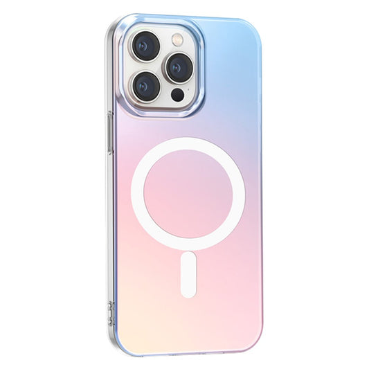 For iPhone 14 Pro Case Compatible with MagSafe Laser Gradient Effect TPU+PC Phone Cover
