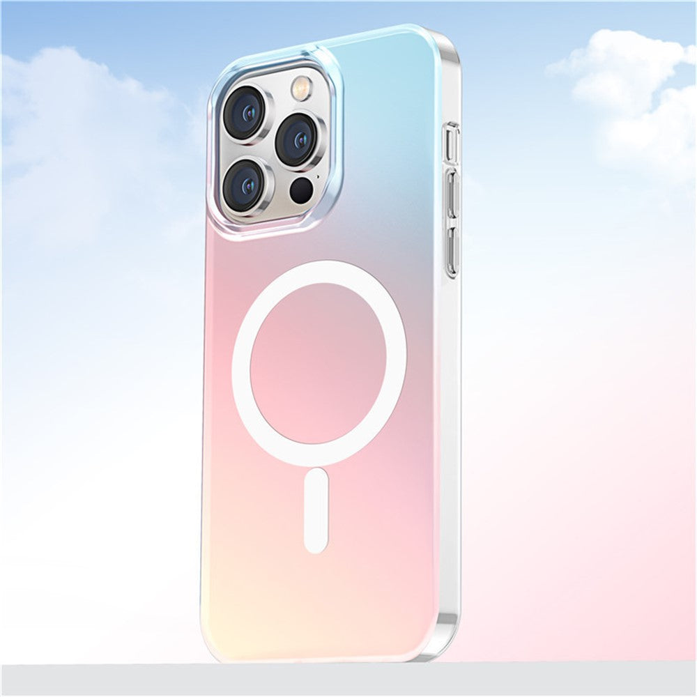 For iPhone 14 Pro Case Compatible with MagSafe Laser Gradient Effect TPU+PC Phone Cover