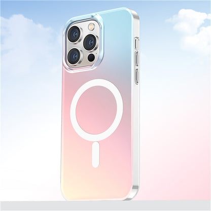 For iPhone 14 Pro Case Compatible with MagSafe Laser Gradient Effect TPU+PC Phone Cover