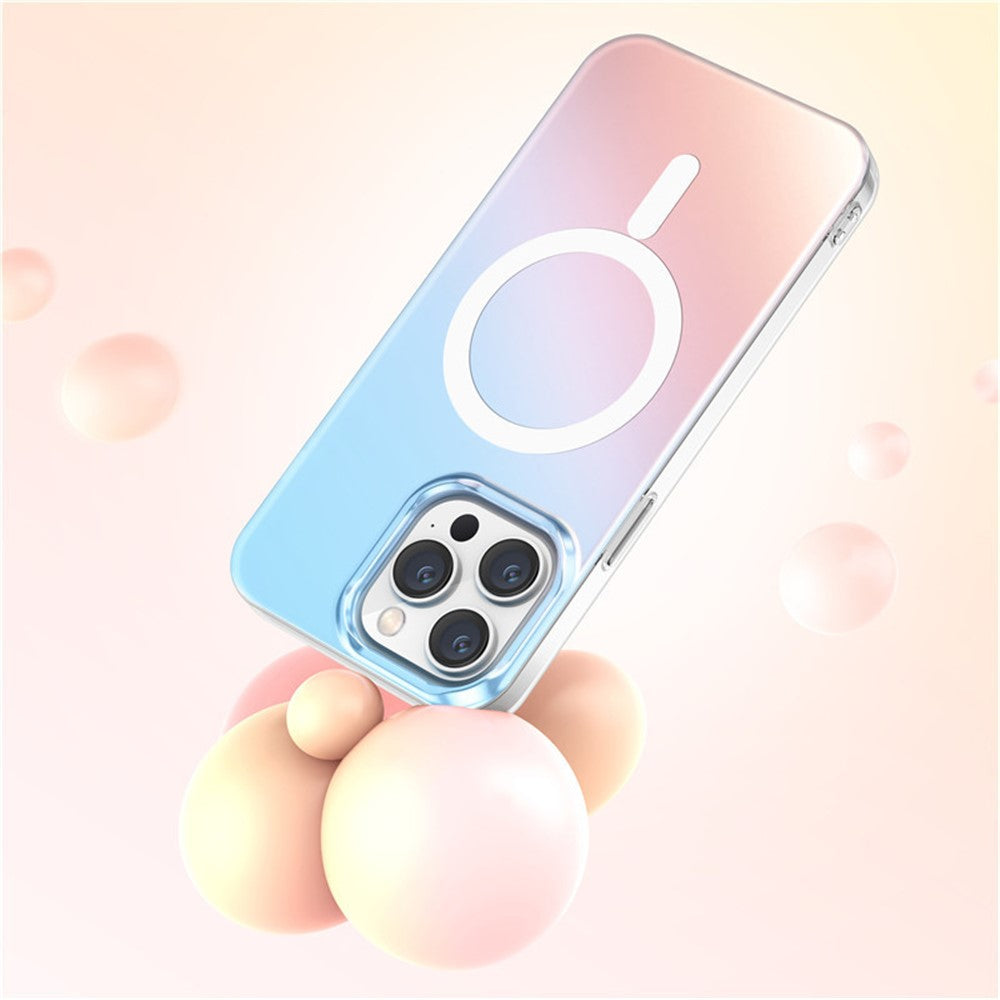 For iPhone 14 Pro Case Compatible with MagSafe Laser Gradient Effect TPU+PC Phone Cover
