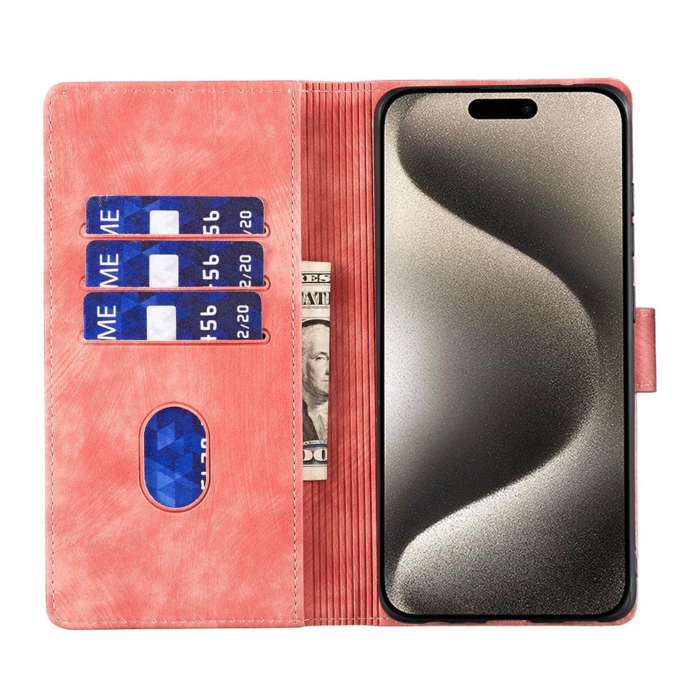 For iPhone 16 Pro Case Heart Cat Folding Stand PU Leather Phone Cover