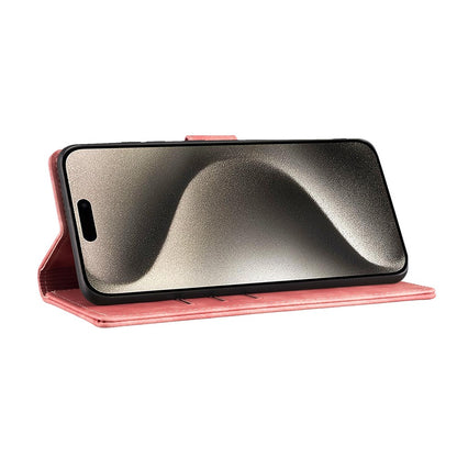 For iPhone 16 Pro Case Heart Cat Folding Stand PU Leather Phone Cover