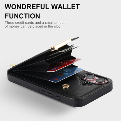 For iPhone 16 Case TPU+PU Leather Hardware Decor Phone Cover with Card Holder