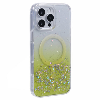 For iPhone 16 Pro Max Case Compatible with MagSafe Sparkle Epoxy TPU+Acrylic Phone Cover