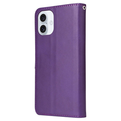 For iPhone 16 Case 2 in 1 Detachable Magnetic Leather Wallet Mobile Cover with Strap