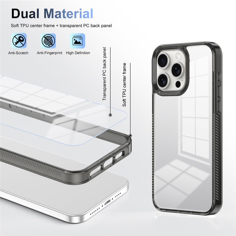 For iPhone 14 Pro Clear Phone Case TPU PC Anti-Slip Drop-Proof Back Cover
