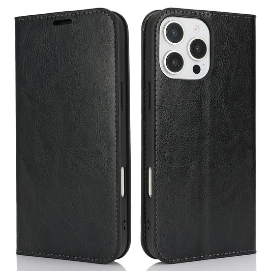 For iPhone 16 Pro Max Case Crazy Horse Texture Split Leather Wallet Phone Cover