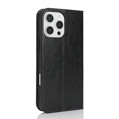 For iPhone 16 Pro Max Case Crazy Horse Texture Split Leather Wallet Phone Cover
