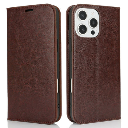 For iPhone 16 Pro Max Case Crazy Horse Texture Split Leather Wallet Phone Cover