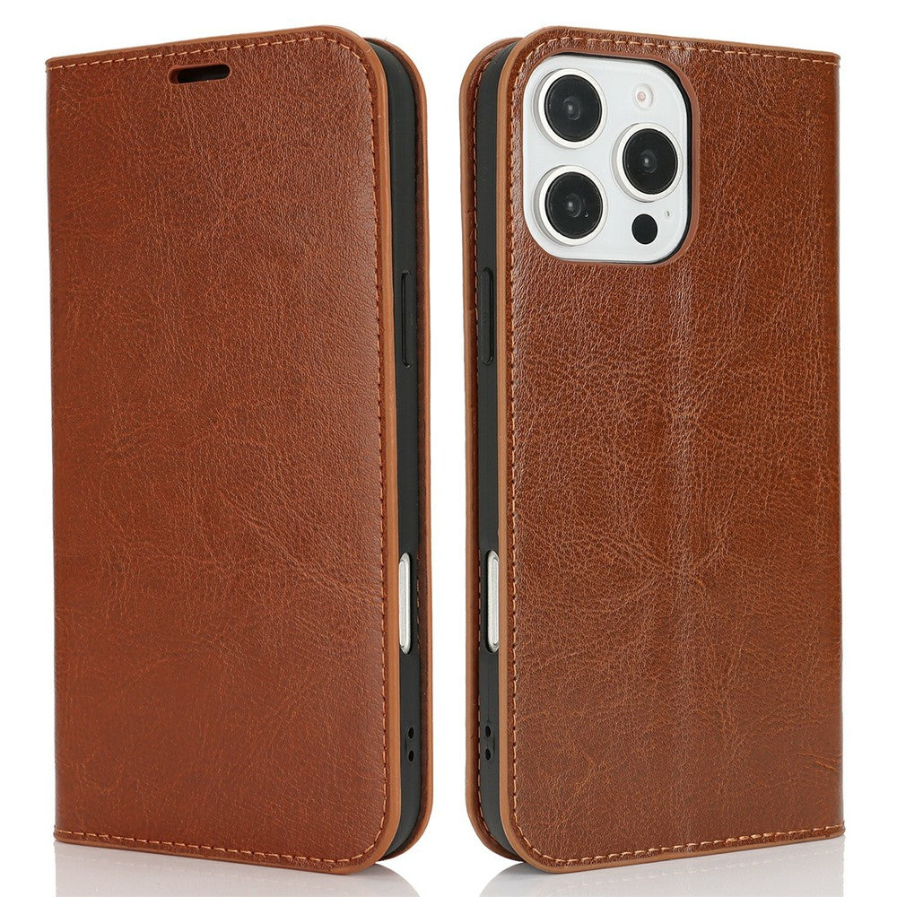 For iPhone 16 Pro Max Case Crazy Horse Texture Split Leather Wallet Phone Cover