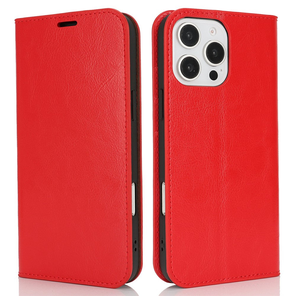 For iPhone 16 Pro Max Case Crazy Horse Texture Split Leather Wallet Phone Cover