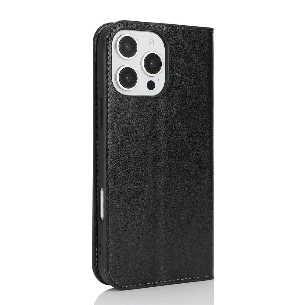 For iPhone 16 Pro Case Crazy Horse Texture Split Leather Wallet Phone Cover