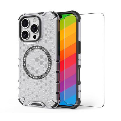ENKAY HAT PRINCE For iPhone 14 Pro  Magnetic Case Honeycomb Design TPU+PC Phone Cover + Large Arc Edge Screen Protector