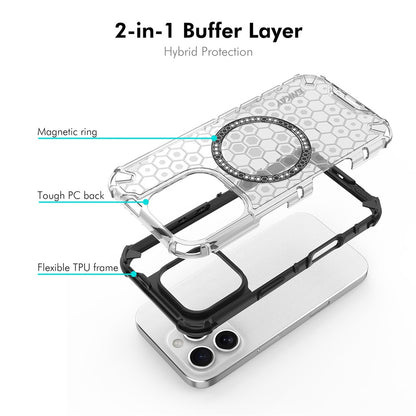ENKAY HAT PRINCE For iPhone 14 Pro  Magnetic Case Honeycomb Design TPU+PC Phone Cover + Large Arc Edge Screen Protector