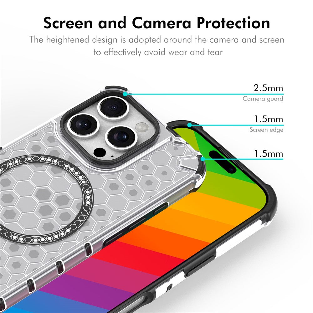 ENKAY HAT PRINCE For iPhone 14 Pro  Magnetic Case Honeycomb Design TPU+PC Phone Cover + Large Arc Edge Screen Protector