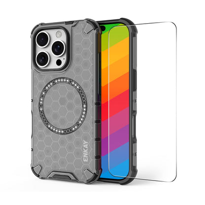 ENKAY HAT PRINCE For iPhone 14 Pro  Magnetic Case Honeycomb Design TPU+PC Phone Cover + Large Arc Edge Screen Protector