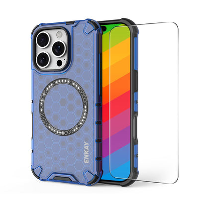ENKAY HAT PRINCE For iPhone 14 Pro  Magnetic Case Honeycomb Design TPU+PC Phone Cover + Large Arc Edge Screen Protector