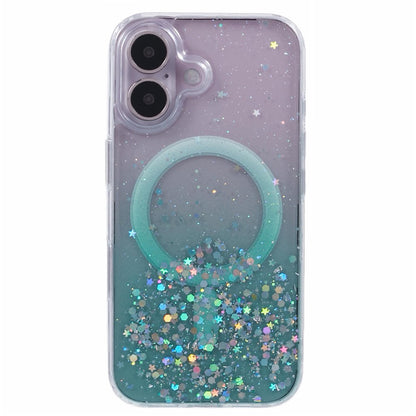 For iPhone 16 Case Compatible with MagSafe Sparkle Epoxy TPU+Acrylic Phone Cover
