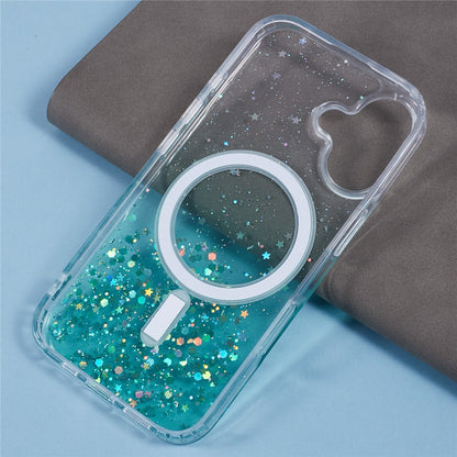 For iPhone 16 Case Compatible with MagSafe Sparkle Epoxy TPU+Acrylic Phone Cover