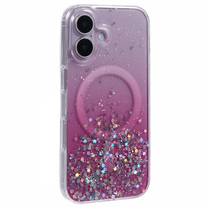 For iPhone 16 Case Compatible with MagSafe Sparkle Epoxy TPU+Acrylic Phone Cover
