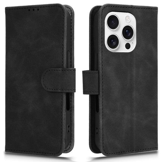 For iPhone 16 Pro Max Leather Case Skin-Feel Anti-Drop Wallet Flip Phone Cover