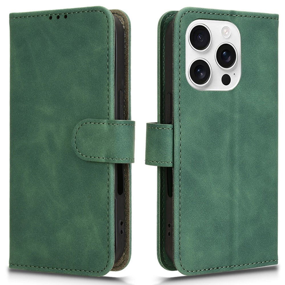For iPhone 16 Pro Max Leather Case Skin-Feel Anti-Drop Wallet Flip Phone Cover