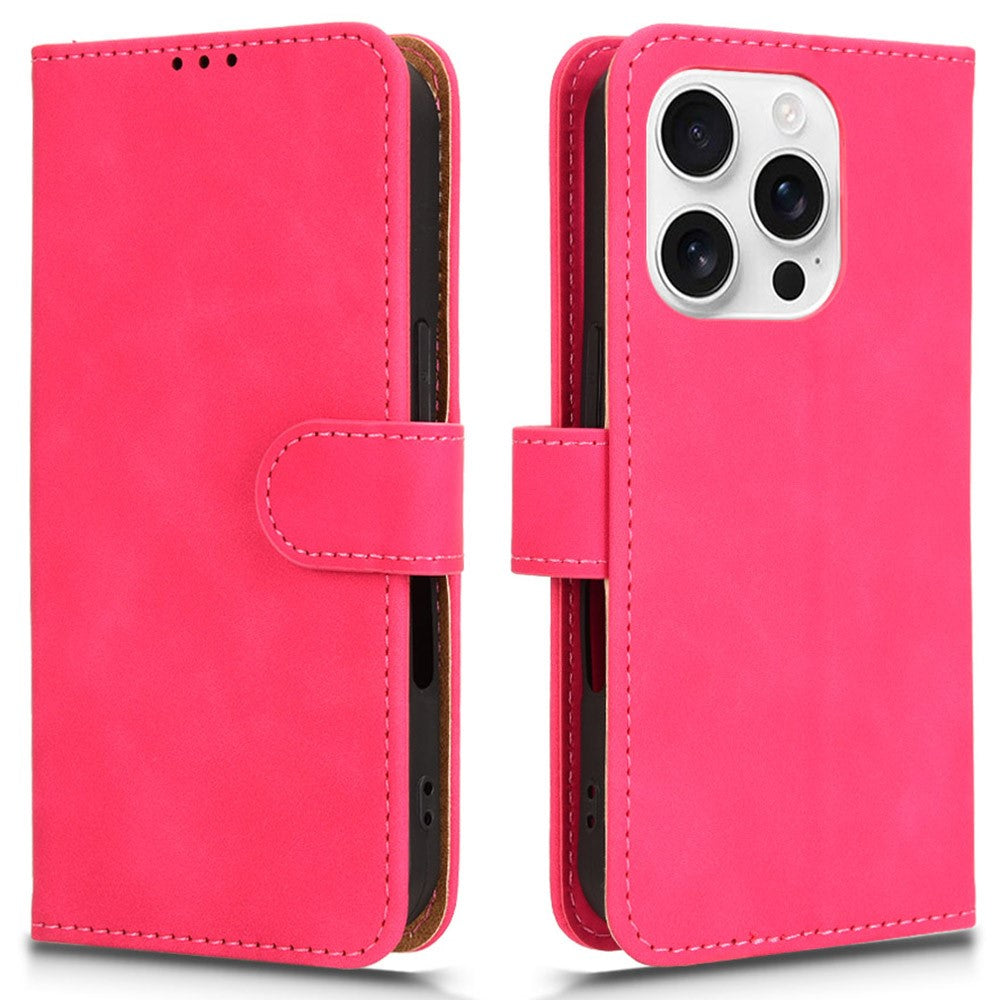For iPhone 16 Pro Max Leather Case Skin-Feel Anti-Drop Wallet Flip Phone Cover
