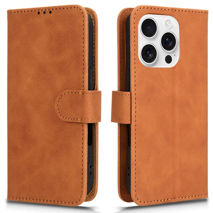 For iPhone 16 Pro Max Leather Case Skin-Feel Anti-Drop Wallet Flip Phone Cover