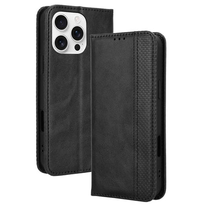 For iPhone 16 Pro Max Leather Case Wallet Stand Retro Texture Phone Cover