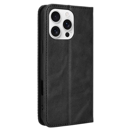 For iPhone 16 Pro Max Leather Case Wallet Stand Retro Texture Phone Cover