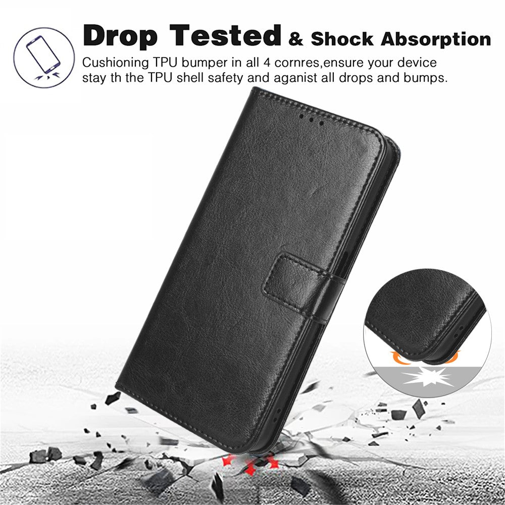 For iPhone 16 Pro Max Case Crazy Horse Texture PU Leather Phone Wallet Cover