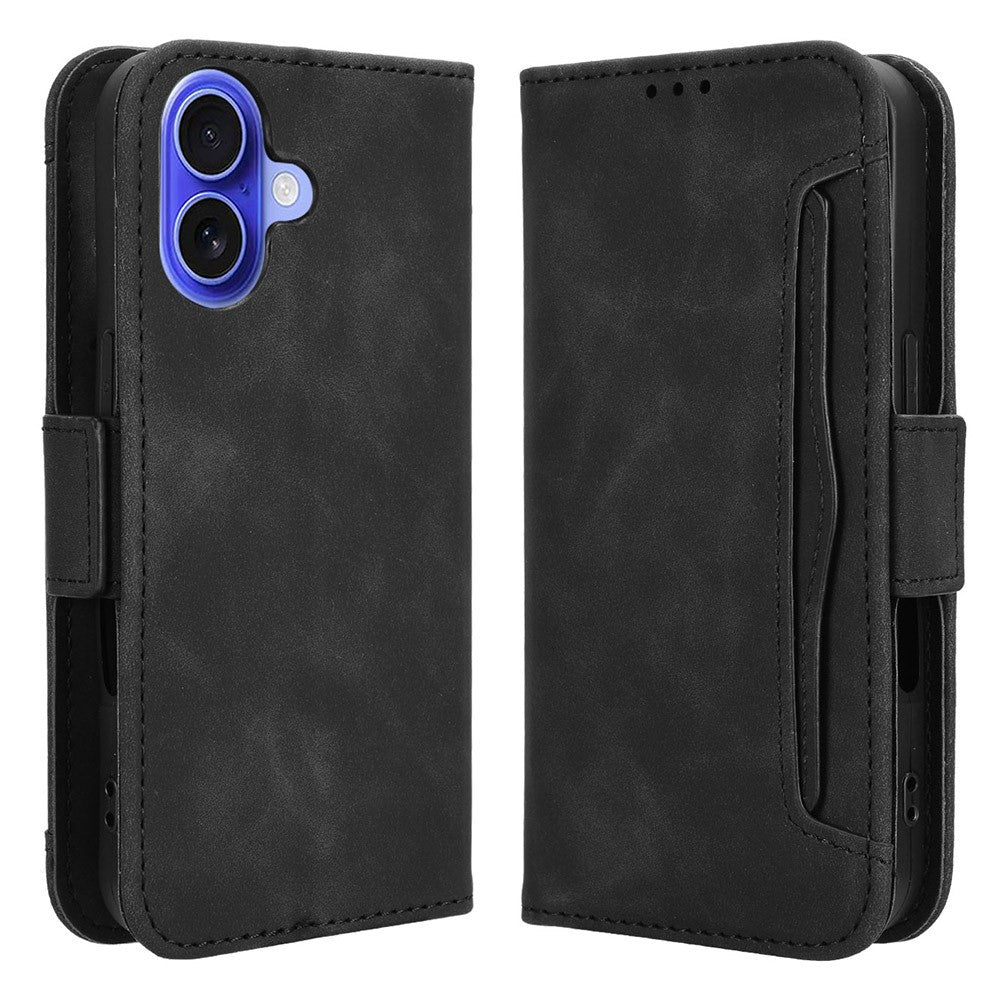 For iPhone 16 Leather Case Phone Wallet Cover with Multiple Card Slots