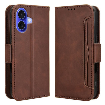 For iPhone 16 Leather Case Phone Wallet Cover with Multiple Card Slots
