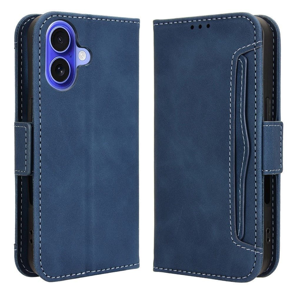 For iPhone 16 Leather Case Phone Wallet Cover with Multiple Card Slots