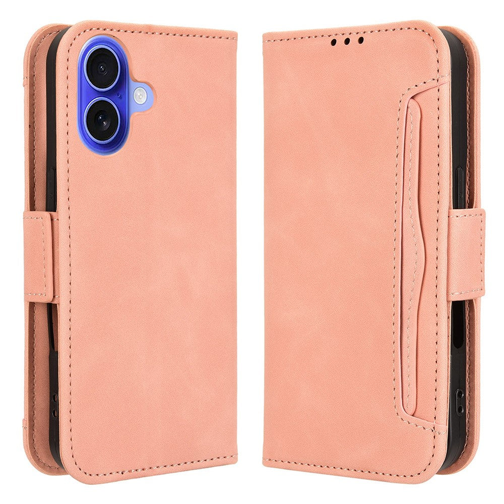 For iPhone 16 Leather Case Phone Wallet Cover with Multiple Card Slots