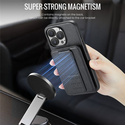 FIERRE SHANN 024 For iPhone 16 Pro Max Case Card Holder Kickstand Waxy Texture Leather+TPU Phone Cover
