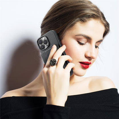 FIERRE SHANN 024 For iPhone 16 Pro Max Case Card Holder Kickstand Waxy Texture Leather+TPU Phone Cover