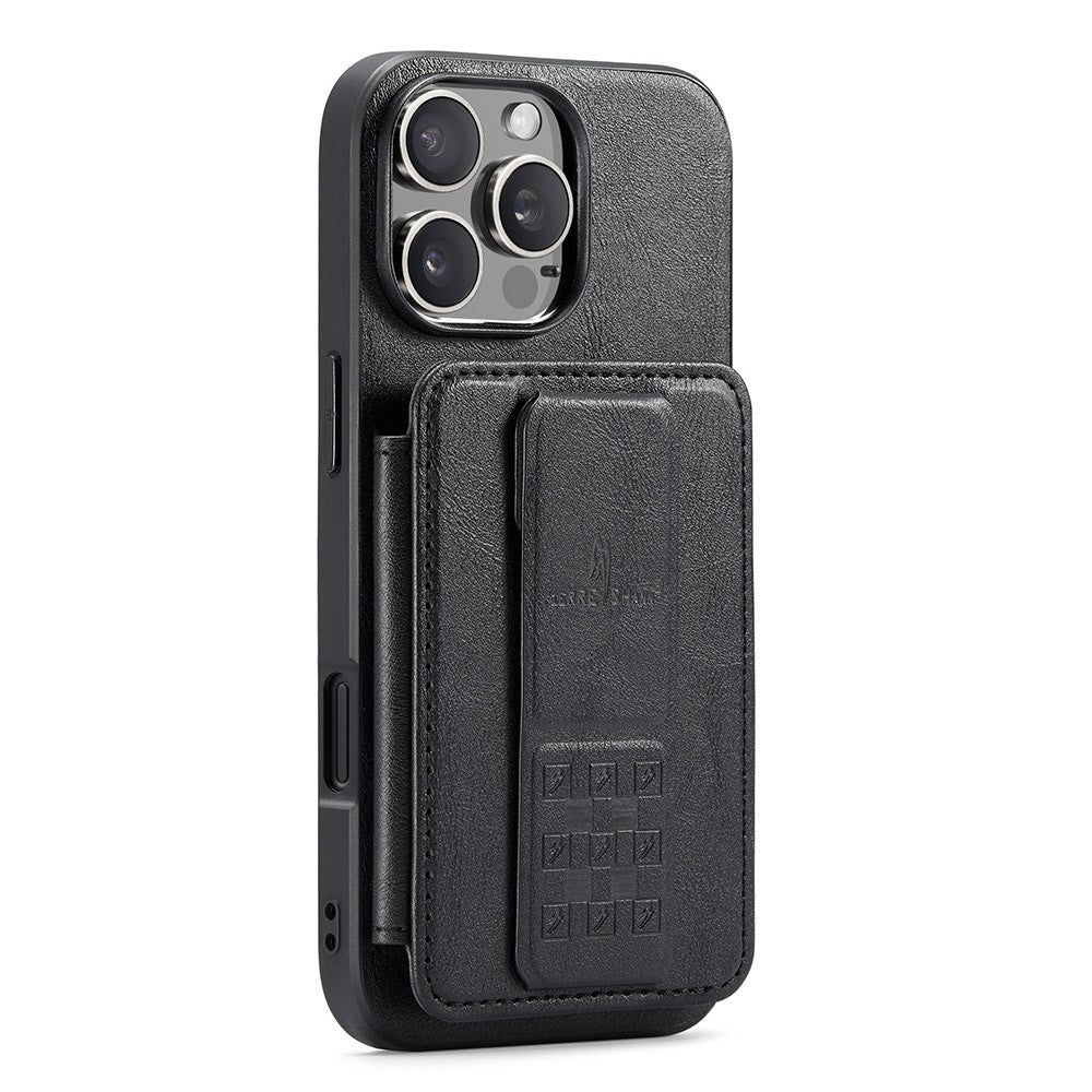 FIERRE SHANN 024 For iPhone 16 Pro Max Case Card Holder Kickstand Waxy Texture Leather+TPU Phone Cover