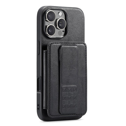 FIERRE SHANN 024 For iPhone 16 Pro Max Case Card Holder Kickstand Waxy Texture Leather+TPU Phone Cover