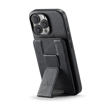 FIERRE SHANN 024 For iPhone 16 Pro Max Case Card Holder Kickstand Waxy Texture Leather+TPU Phone Cover