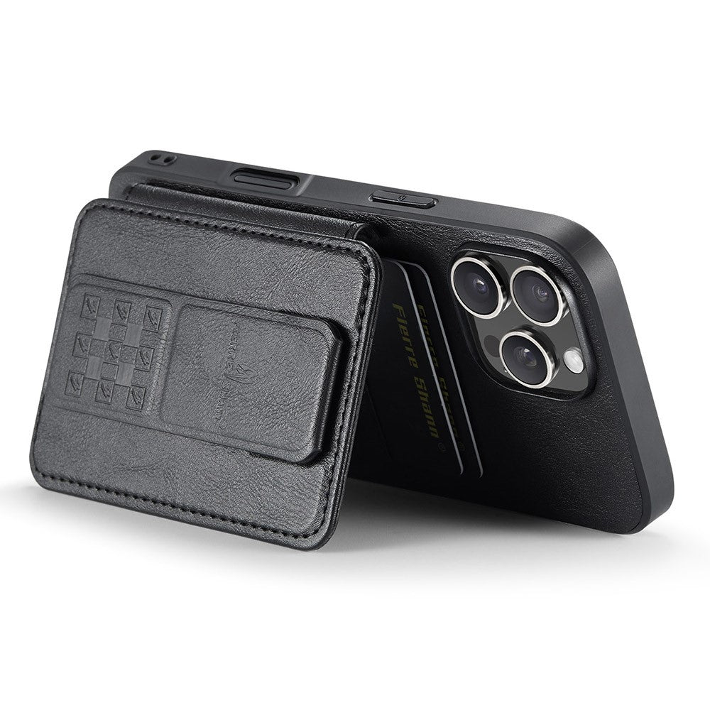 FIERRE SHANN 024 For iPhone 16 Pro Max Case Card Holder Kickstand Waxy Texture Leather+TPU Phone Cover