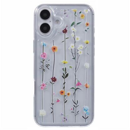 For iPhone 16 Case TPU Flower Printing Pattern Air Cushion Design Protective Cover