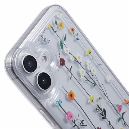 For iPhone 16 Case TPU Flower Printing Pattern Air Cushion Design Protective Cover