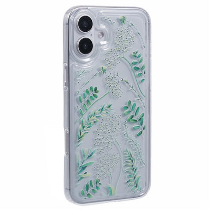 For iPhone 16 Case TPU Flower Printing Pattern Air Cushion Design Protective Cover