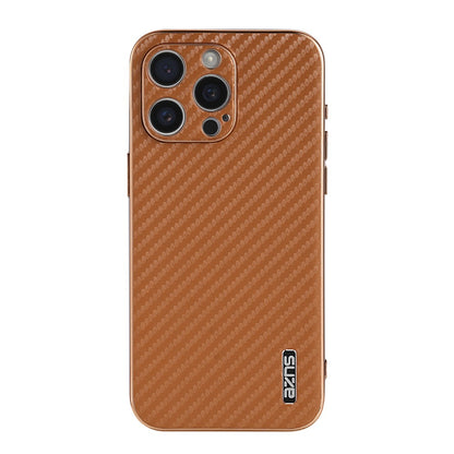 AZNS For iPhone 14 Pro Case Electroplating Carbon Fiber Texture PU+TPU Phone Cover